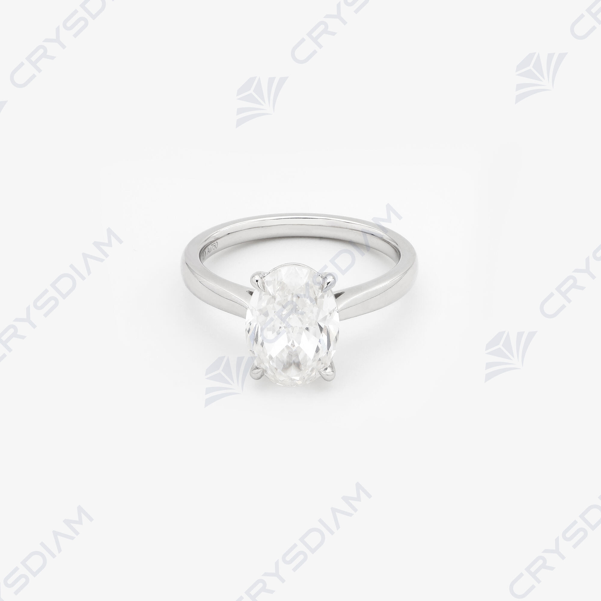 Oval shape solitaire ring, TW3.02ct, 18KW