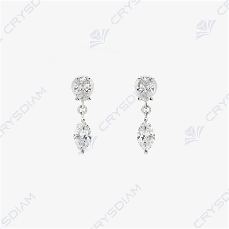 Oval/marquise shape drop earrings, TW1.82ct,18KW