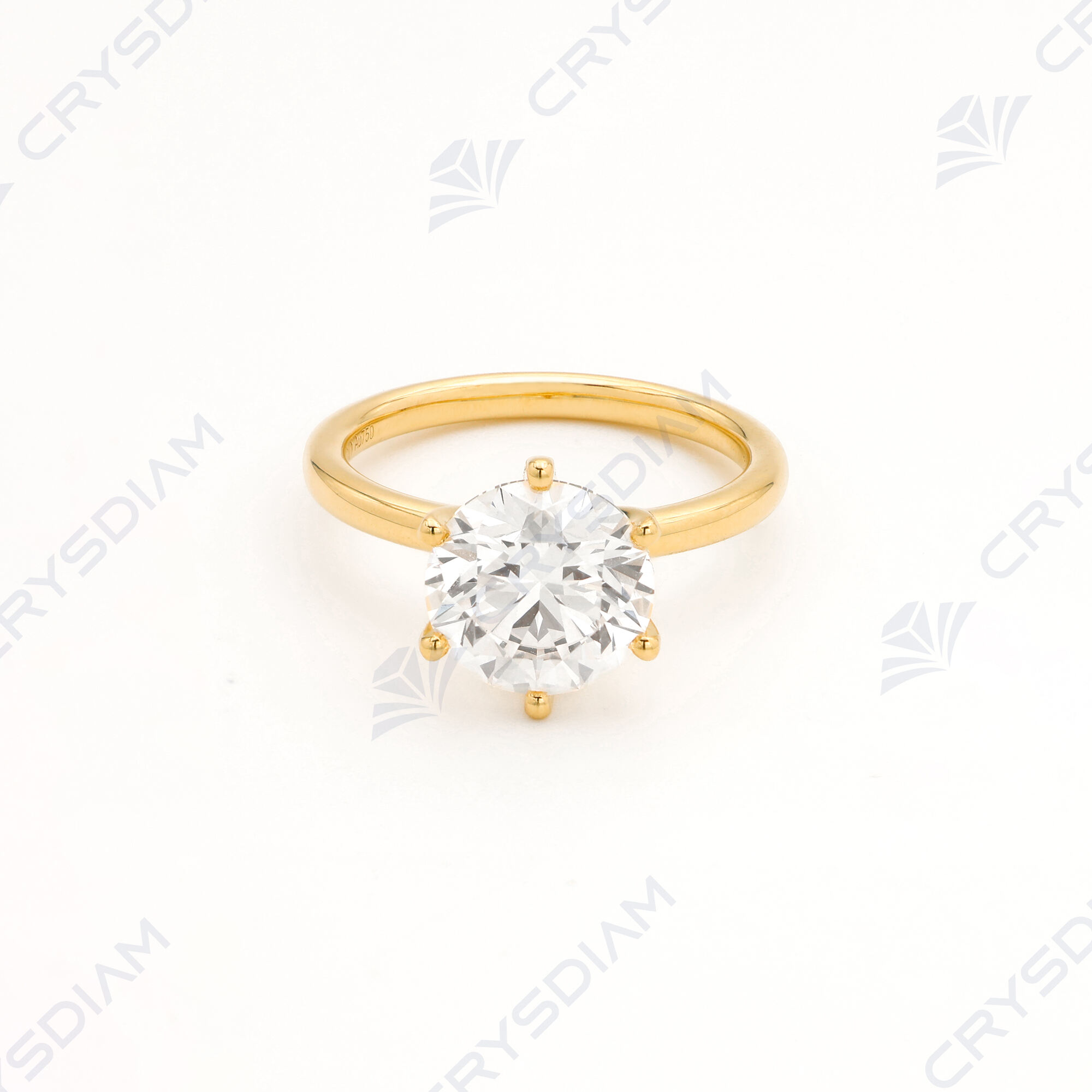 Round shape solitaire ring, TW3.09ct, 18KY