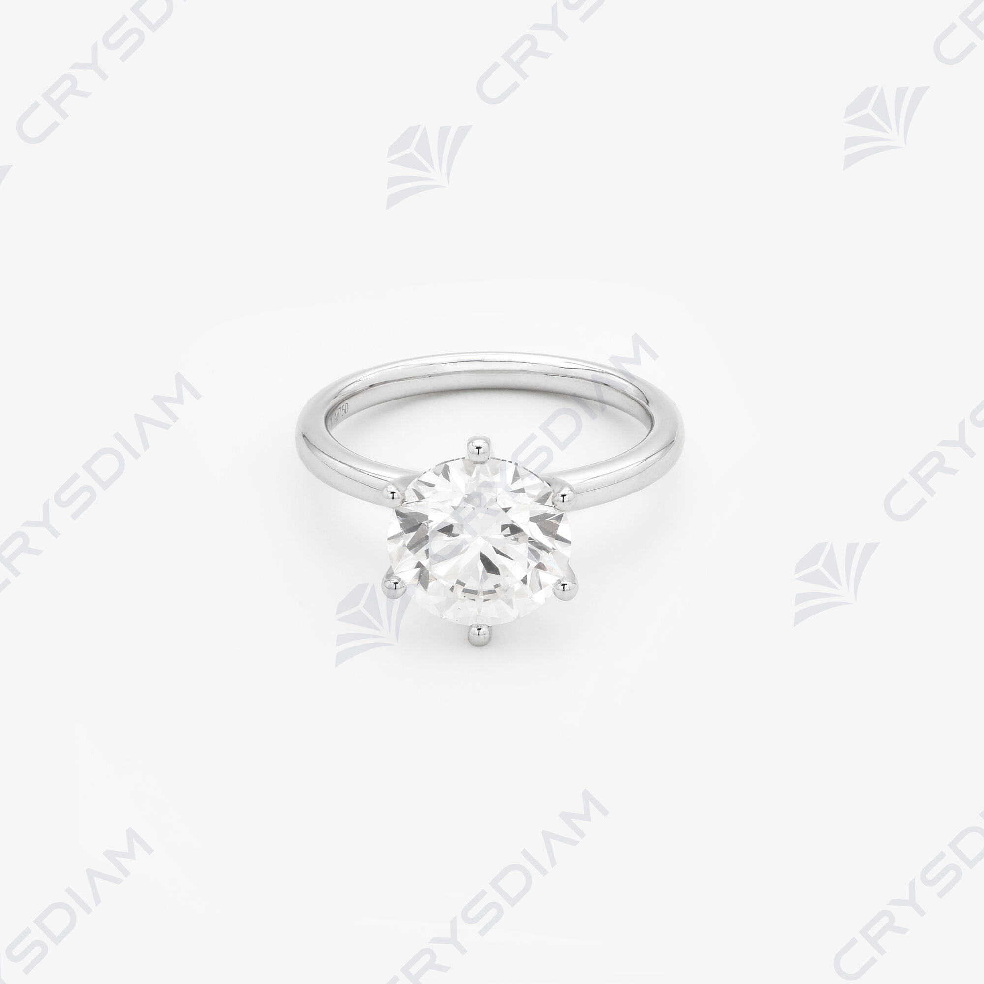 Round shape solitaire ring, TW3.13ct, 18KW