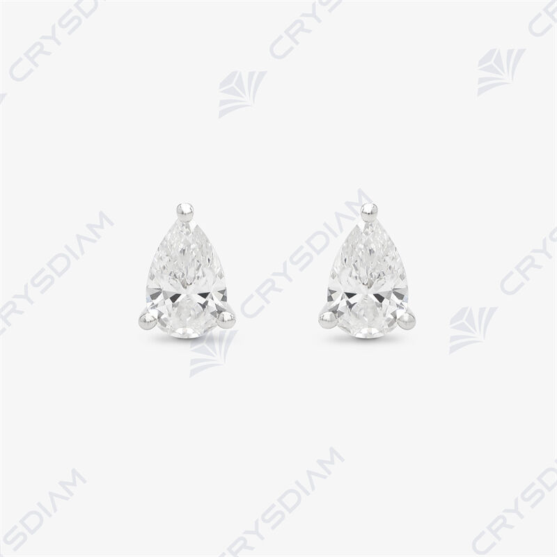 Pear shape solitaire stud earrings, TW0.93ct, 18KW