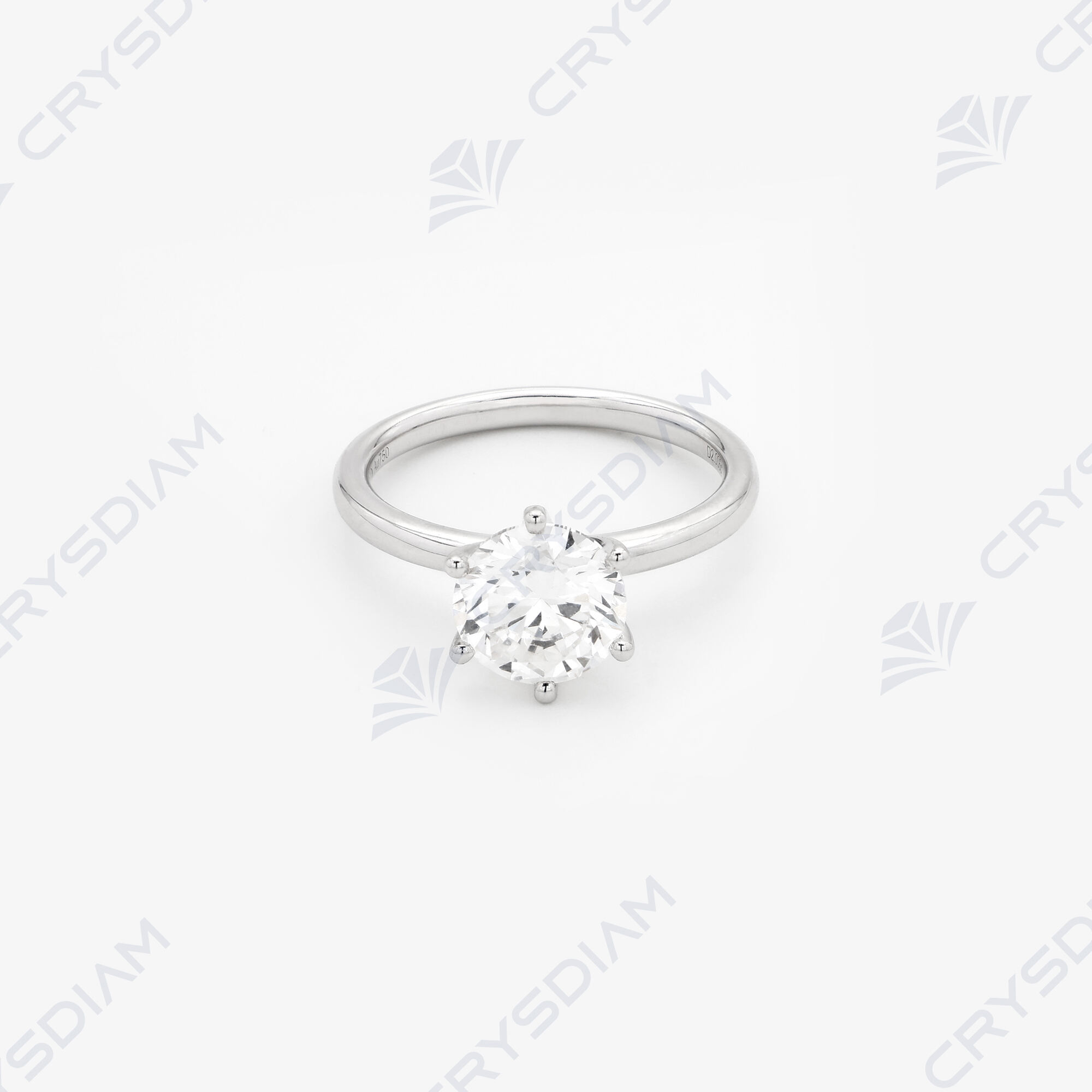 Round shape solitaire ring, TW2.00ct, 18KW