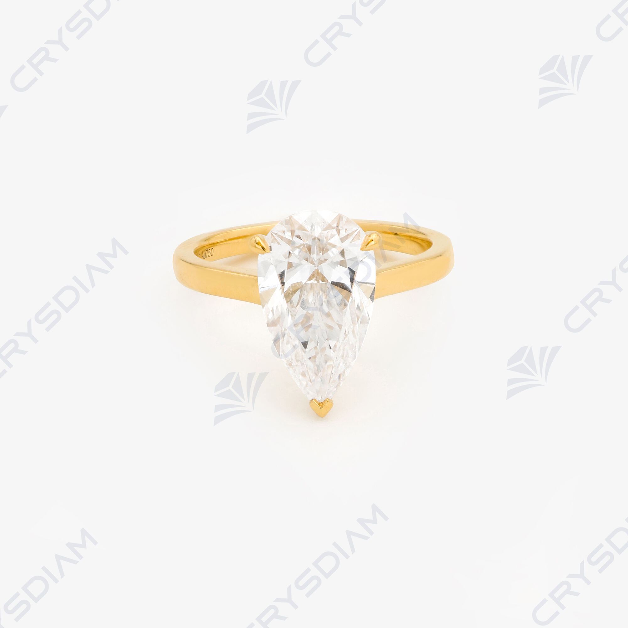 Pear shape solitaire ring, TW3.30ct, 18KY