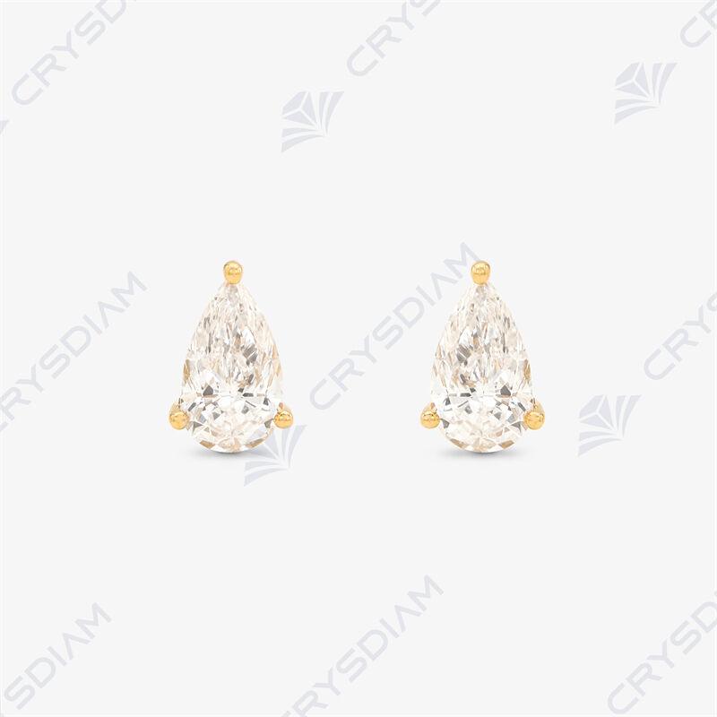 Pear shape solitaire stud earrings, TW2.33ct, 18KY