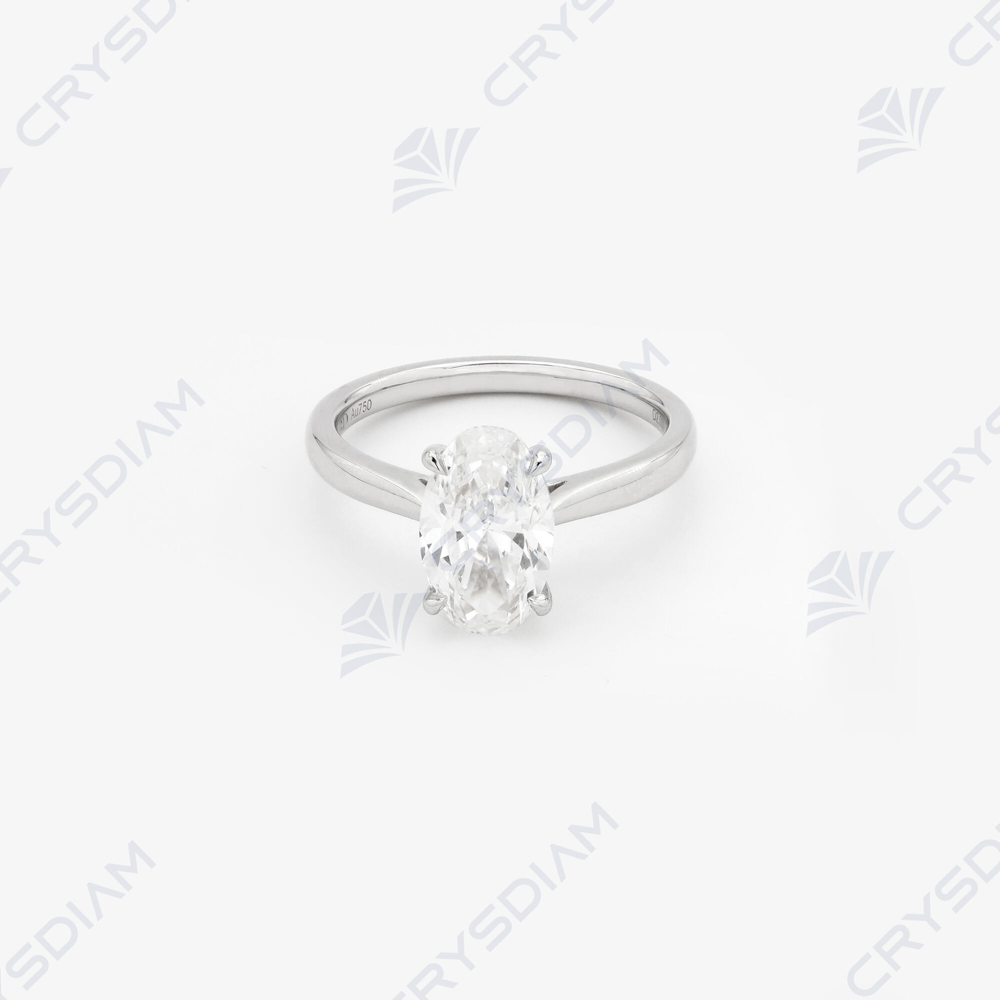 Oval shape solitaire ring, TW2.00ct, 18KW