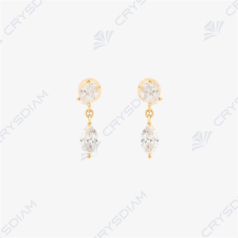 Oval/marquise shape drop earrings, TW1.79ct,18KY