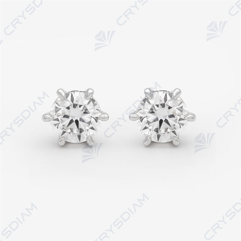 Round shape solitaire stud earrings, TW2.00ct, 18KW