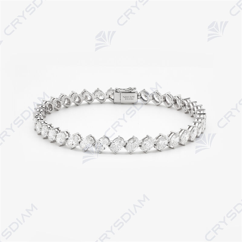 Oval shape tennis bracelet, TW9.35ct, 18KW