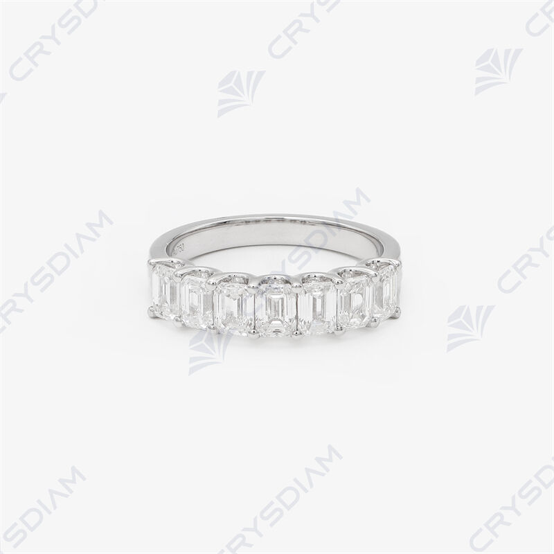 Emerald shape half eternity band, TW1.18ct, 18KW