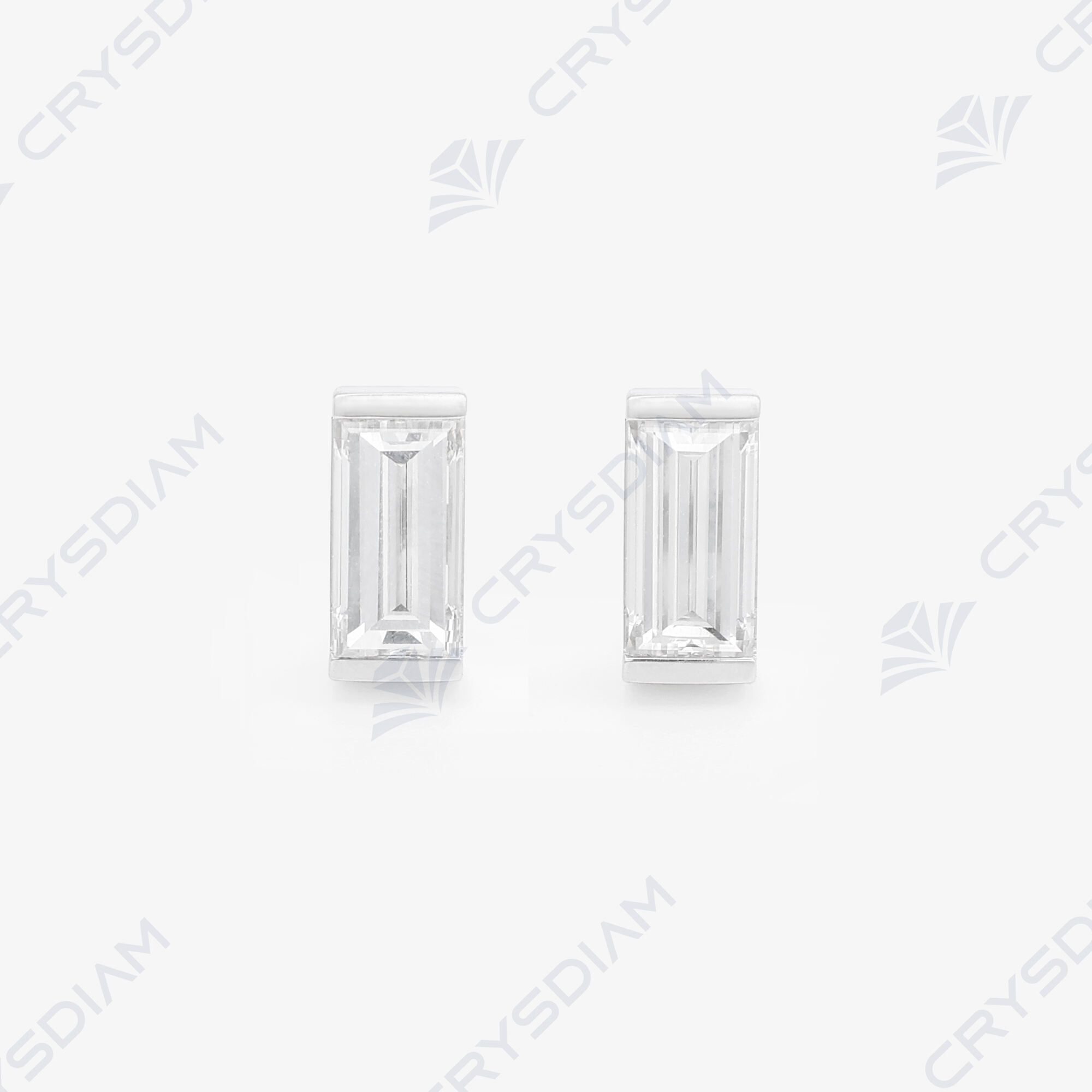 Baguette shape solitaire stud earrings, TW1.01ct, 18KW