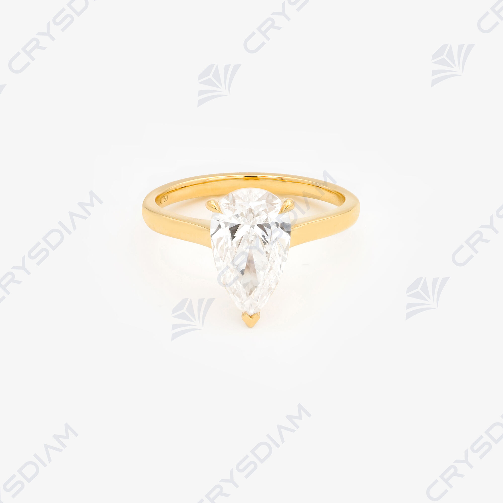 Pear shape solitaire ring, TW2.05ct, 18KY