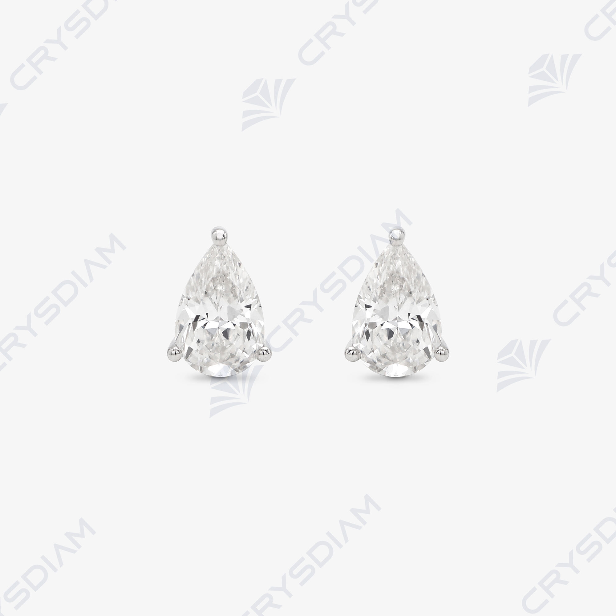 Pear shape solitaire stud earrings, TW2.08ct, 18KW