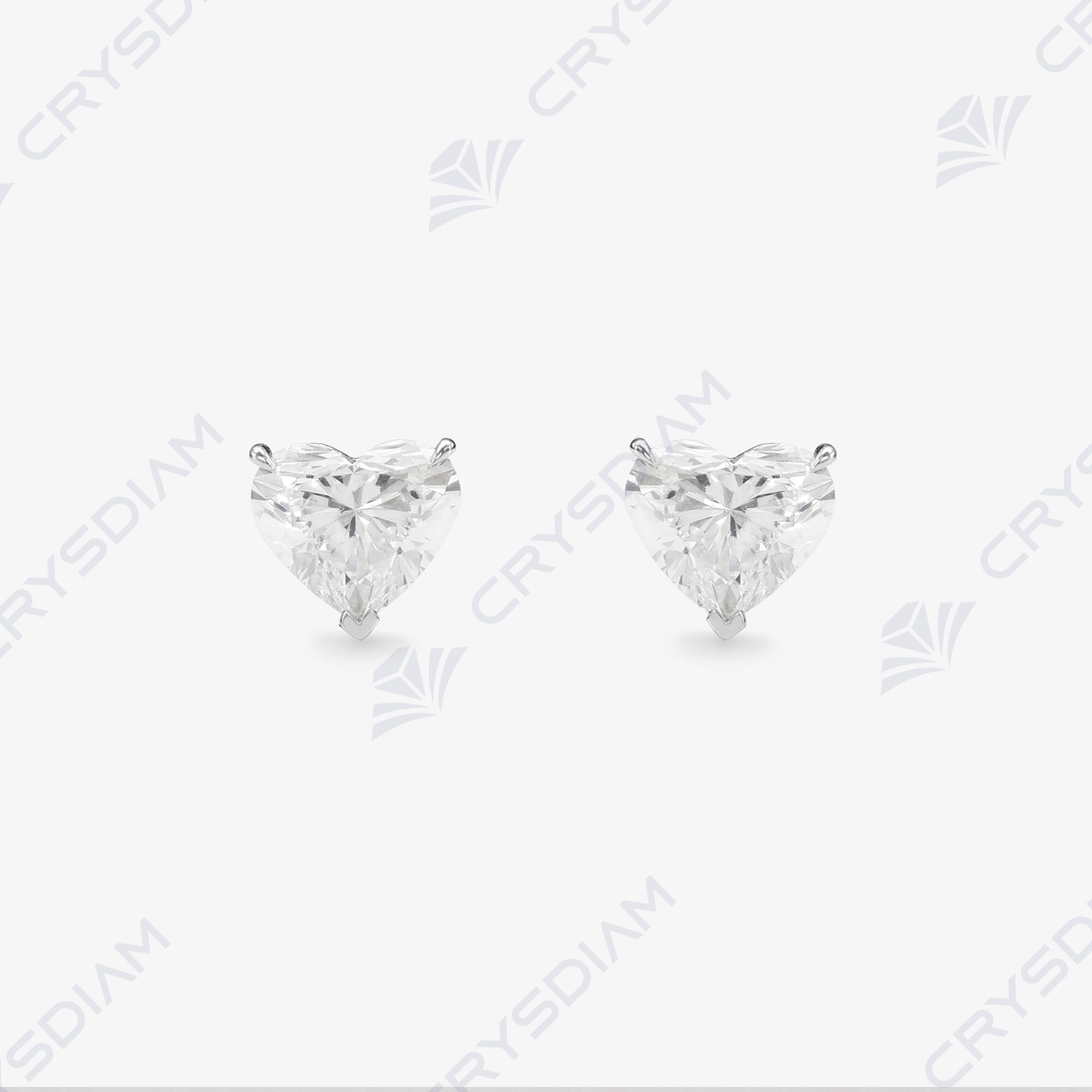 Heart shape solitaire stud earrings, TW0.51ct, 18KW