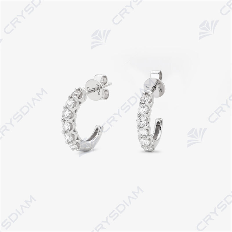 Round shape hoop earrings, TW0.68ct, 18KW