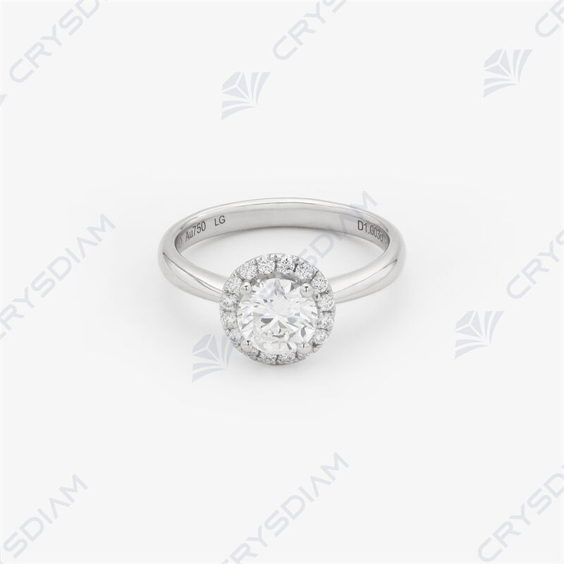 Round shape halo ring, TW1.18ct, 18KW