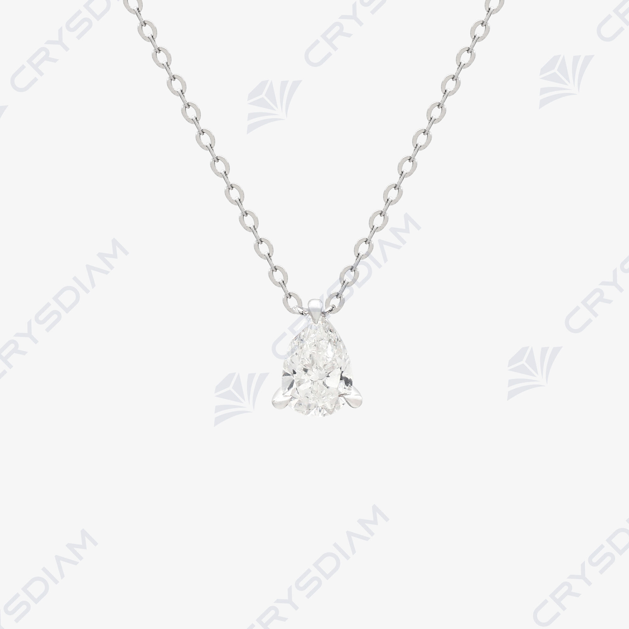 Pear shape solitaire necklace, TW0.51ct, 18KW