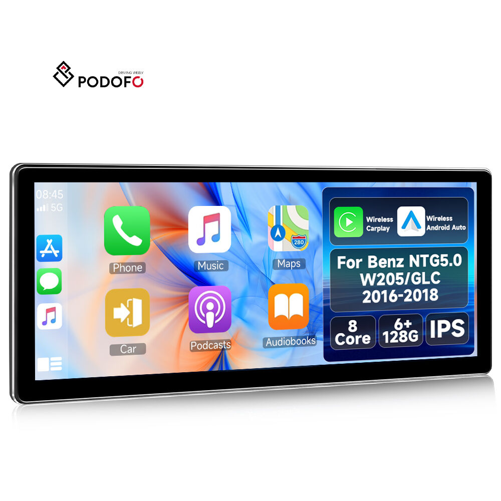 Podofo Qualcomm 10.25'' Android Car Radio Car Stereo Wireless Carplay Android Auto 8 Core 6+128G for Benz W205/GLC 2016-2018 OEM A4336EU