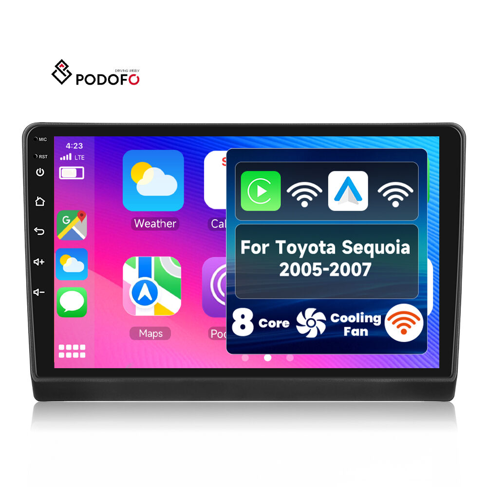 Podofo for Toyota Sequoia 2005 2006 2007 9'' Android Car Radio Qualcomm 8 Core 4+64G Wireless CarPlay/Android Auto WiFi 4G OEM A8476A4135
