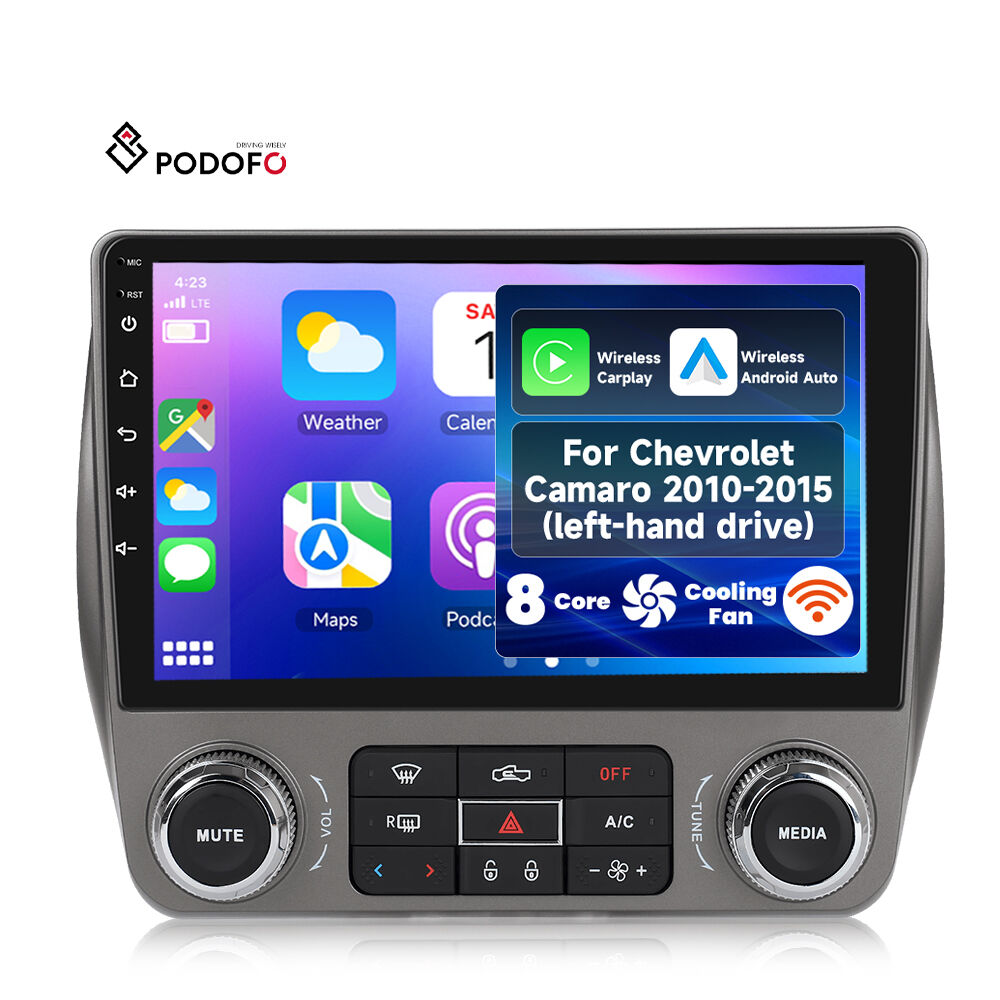 Podofo Qualcomm 9'' Android Car Radio 8 Core 4+64G for Chevrolet Camaro 2010-2015 Wireless CarPlay/Android Auto WiFi GPS OEM ODM A8438