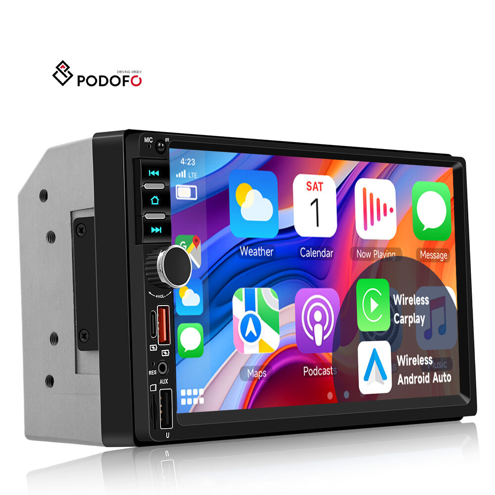 Podofo Double Din Car MP5 Player 7-inch Car Radio Autoradio Wireless Carplay & Android Auto Car AudioType-C EQ Factory Wholesale A4339