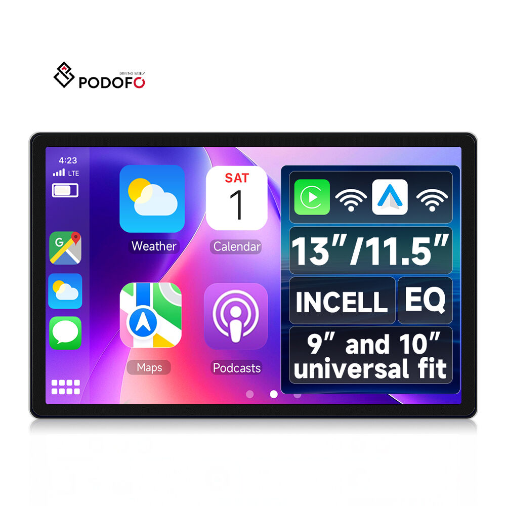 Podofo 13''/11.5'' Double Din Android Car Radio 4+64G 1080P Incell Screen Wireless Carplay/Android Auto GPS WiFi OEM Wholesale