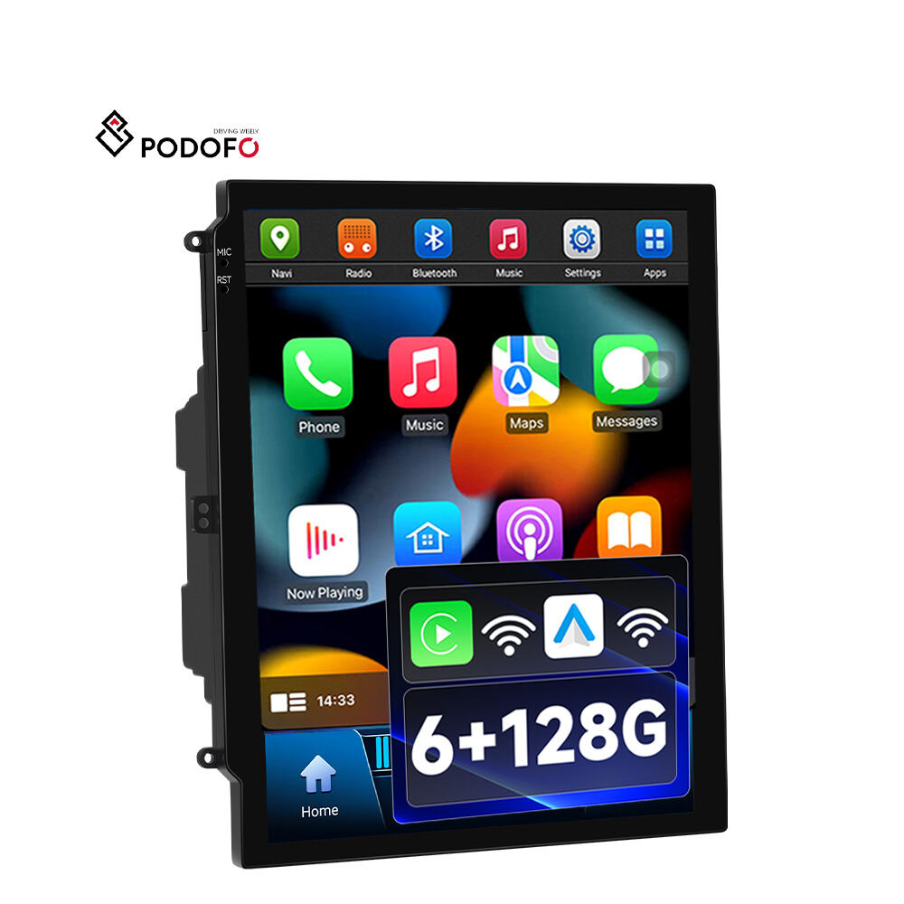 Podofo 9.7-inch 6+128G 8 Core Car Stereo Support 360° Panoramic View Wireless CarPlay Android Auto Vertical Screen GPS/WiFi/DSP A4569