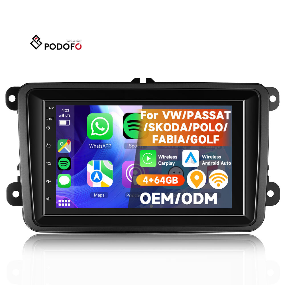 Podofo 7-inch 4+64G Android Car Radio for VW Magotan Passat Golf Polo Seat Skoda Wireless Carplay/Android Auto GPS/WiFi OEM/ODM A4120