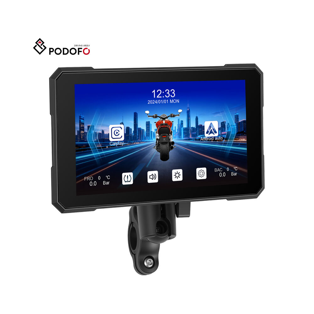 Podofo 5 Inch Portable Motorcycle Wireless Carplay Smart Player Supports Android Auto TPMS IP67 Waterproof Leading Manufacturer A4491