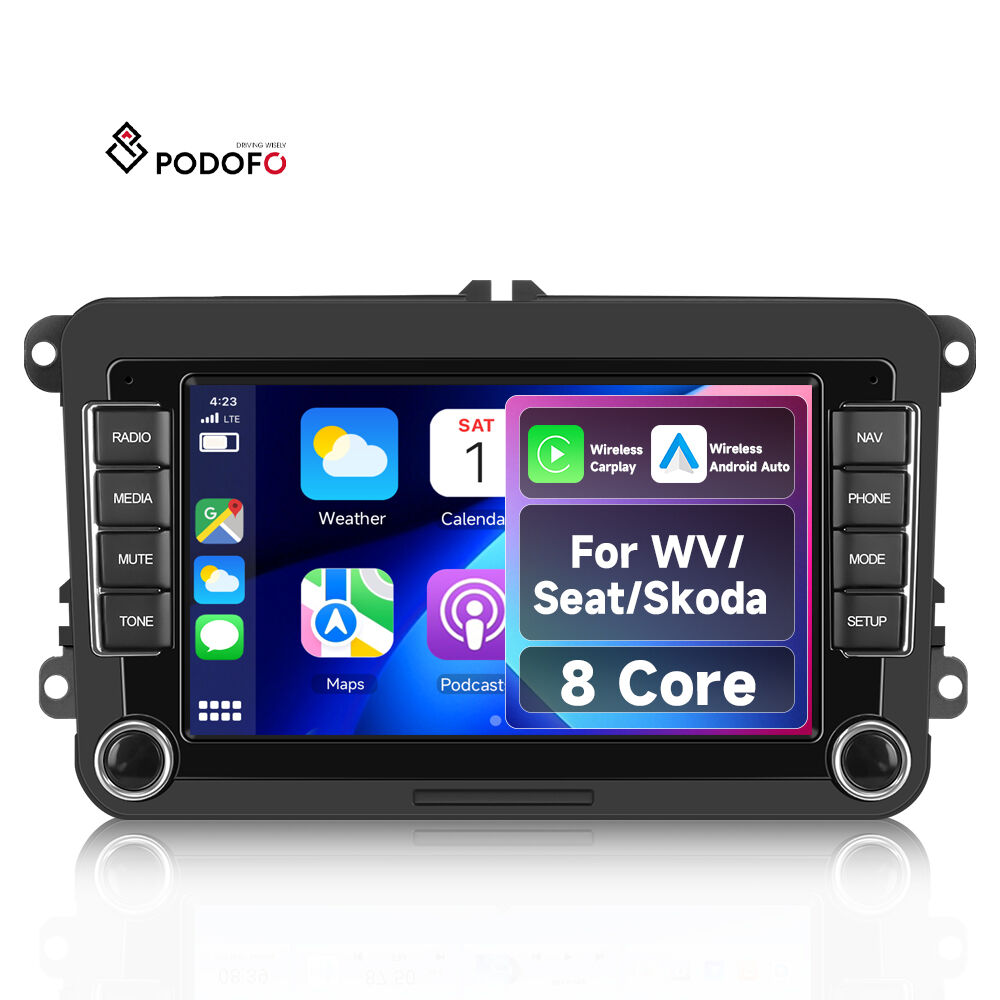 Podofo 8 Core Qualcomm Android Car Radio for VW/PASSAT/TOURAN/GOLF/Skoda/ Seat 7'' 4+64 IPS CarPlay Android Auto Cooling Fan OEM A4338