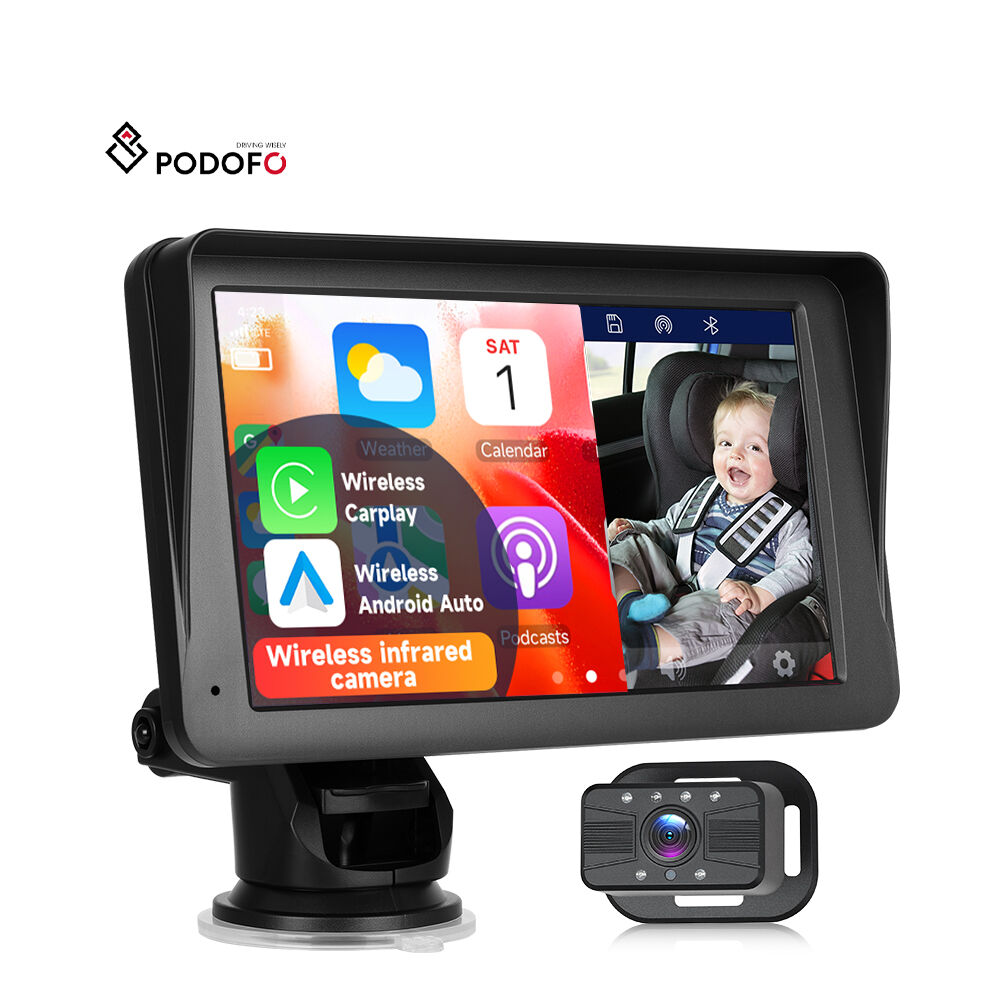 Podofo 7-inch Car Baby Monitor Portable Wireless CarPlay Android Auto with IR Night Vision Camera for Cars Trucks Van Wholesale A4299