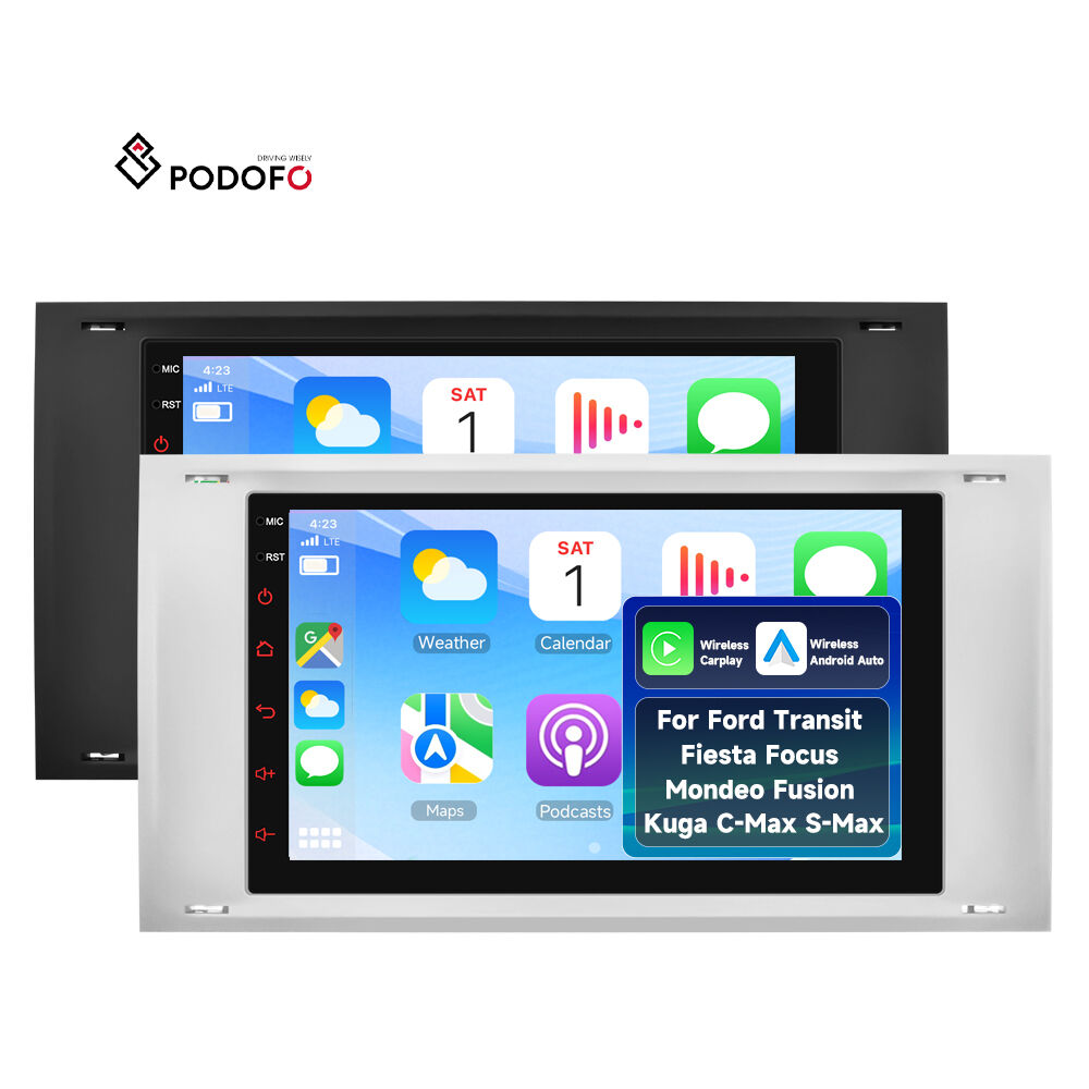 เครื่องเสียงรถยนต์ Podofo สำหรับฟอร์ด ทรานซิต, ฟิเอสต้า, โฟกัส, เกล็กซี, โมโนเดโอ, ฟิวชัน, คูก้า, ซี-แมกซ์, เอส-แมกซ์ ขนาด 7 นิ้ว รองรับการเชื่อมต่อไร้สาย CarPlay และ Android Auto แบบ OEM/ODM รุ่น A4362BK/A4362SR