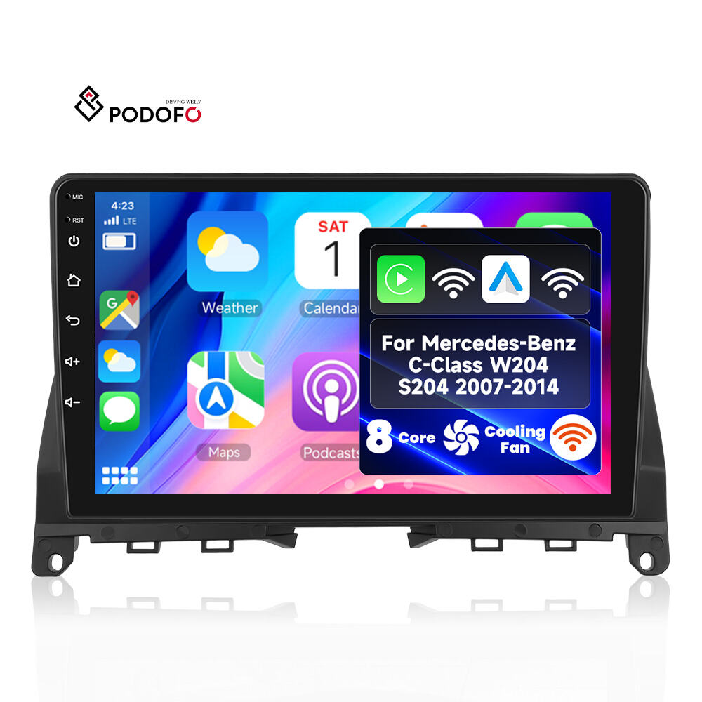 Podofo Qualcomm 8 Core 9'' 4+64G Car Radio for Mercedes-Benz C-Class W204/S204 2007-2014 Wireless CarPlay/Android Auto WiFi 4G A8481A4135