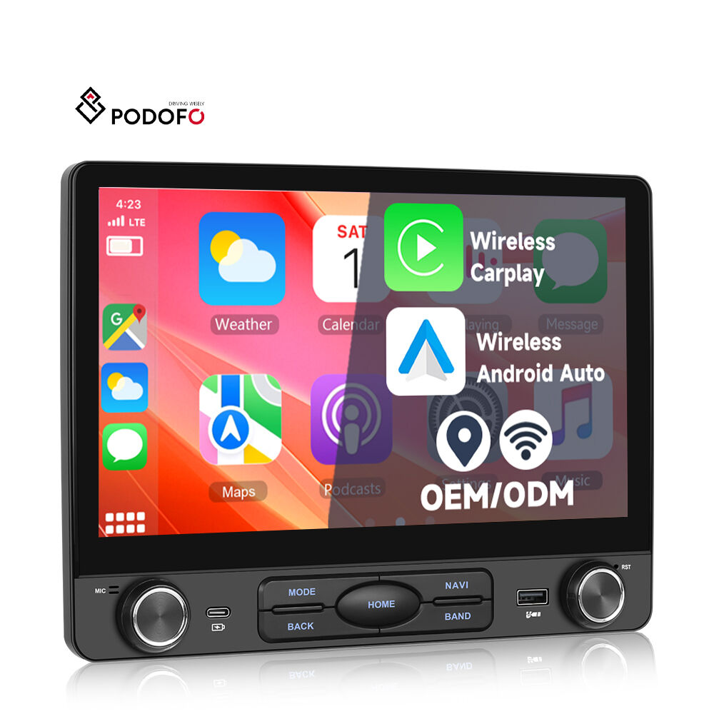 Podofo 10-inch Double Din Android Car Radio Wireless Carplay/Android Auto 2+64G Car Stereo Car Audio GPS/WiFi IPS Wholesale A4327