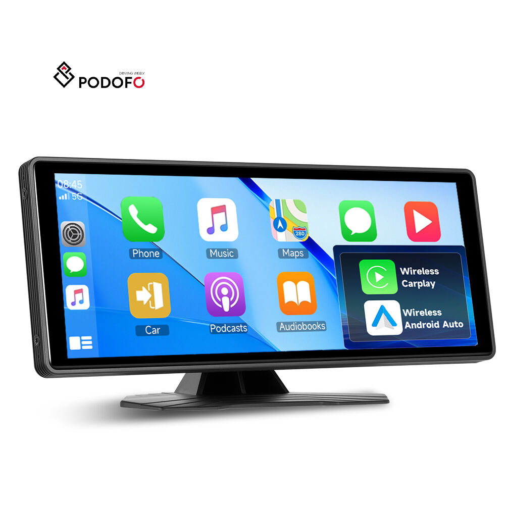 Podofo 10.26'' HD Screen Portable Wireless Carplay/Android Auto Car Monitor AirPlay Android Cast BT Music OEM/ODM Manufacturer A4403