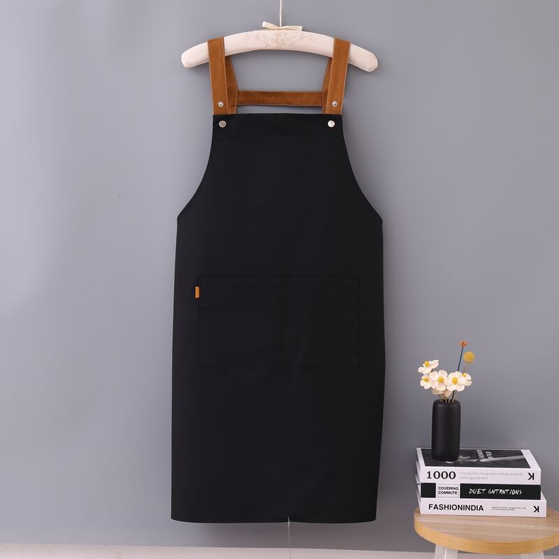 Wholesale Accept Customized Logo Portable H-shoulder Extended Canvas Chef Dark Coffee Adjustable Apron