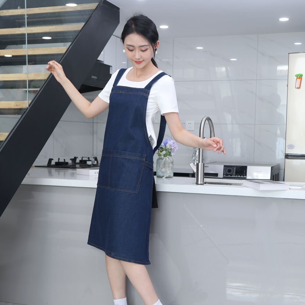 Thickened Denim Stain Resistant Washable Reusable Home Kitchen Work Uniform Waist Apron with Customizable Logo