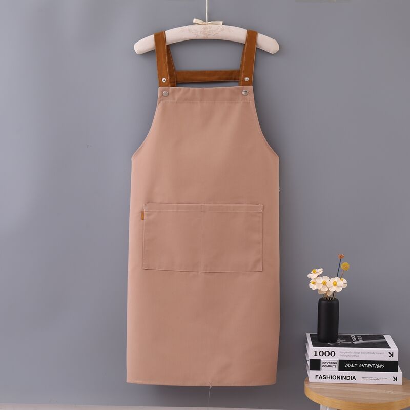 Wholesale Accept Customized Logo Portable H-shoulder Extended Canvas Chef Dark Coffee Adjustable Apron