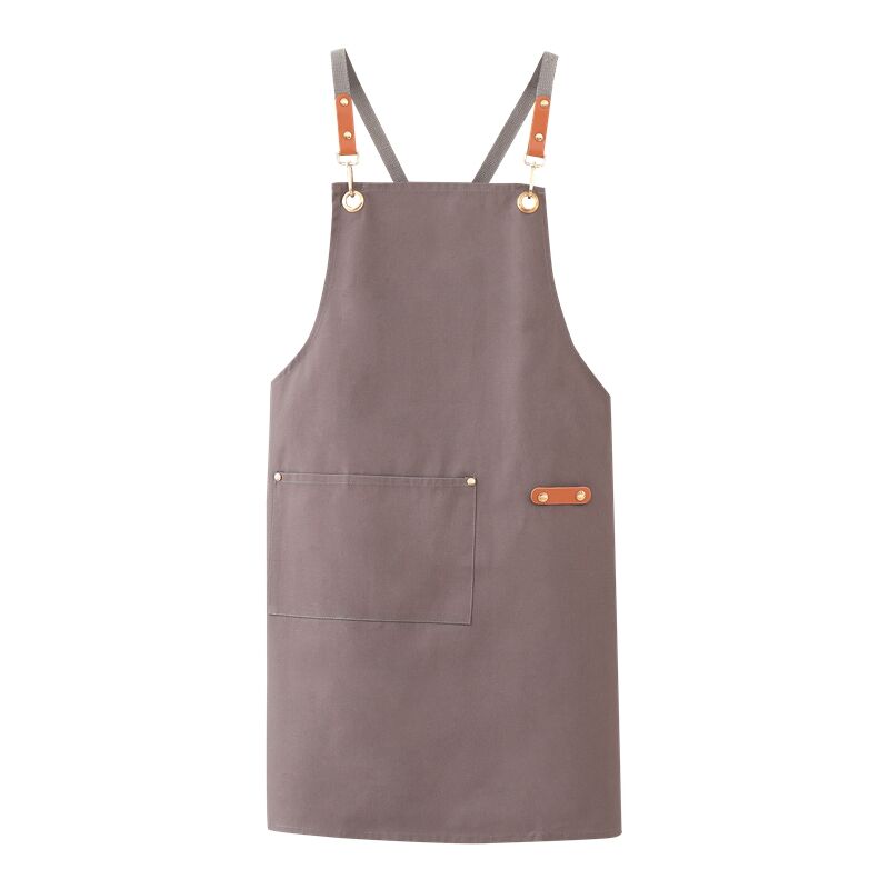 Custom Logo Cotton Beige Kitchen Apron Chef Cooking Waist Apron for Cafe Restaurants