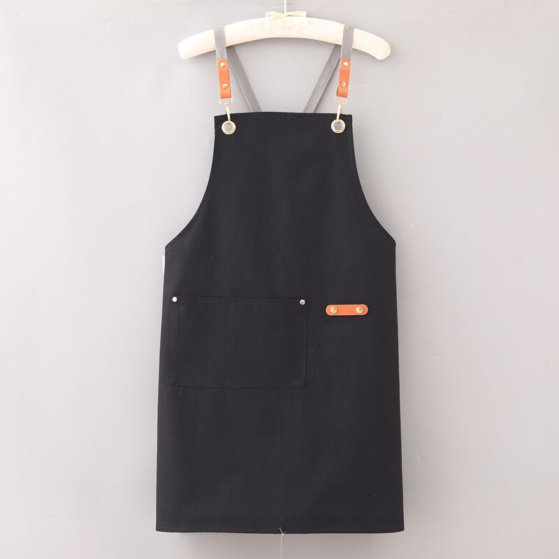 Custom Logo Cotton Beige Kitchen Apron Chef Cooking Waist Apron for Cafe Restaurants