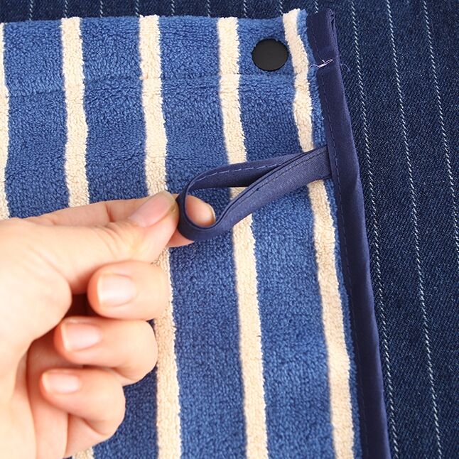 Apron Bartender Denim Biru Bergaya Minimalis dengan Kantong Aman, Handuk yang Dapat Dilepas, dan Tali Pinggang Penyesuaian Cepat untuk Pria dan Wanita
