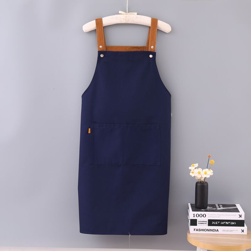 Wholesale Accept Customized Logo Portable H-shoulder Extended Canvas Chef Dark Coffee Adjustable Apron