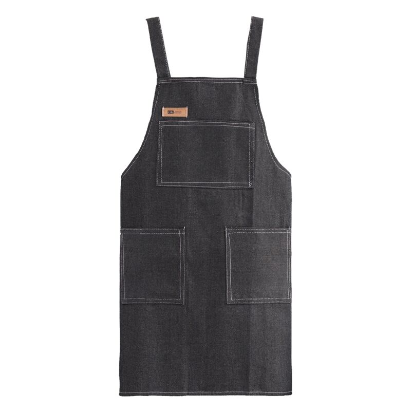 Custom Logo Unisex High Quality Vintage Blue Jeans Restaurant Coffee Barista Bartender Bib Denim Apron