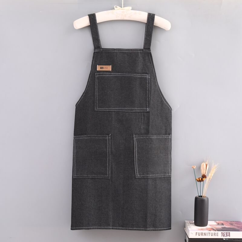 Custom Logo Unisex High Quality Vintage Blue Jeans Restaurant Coffee Barista Bartender Bib Denim Apron