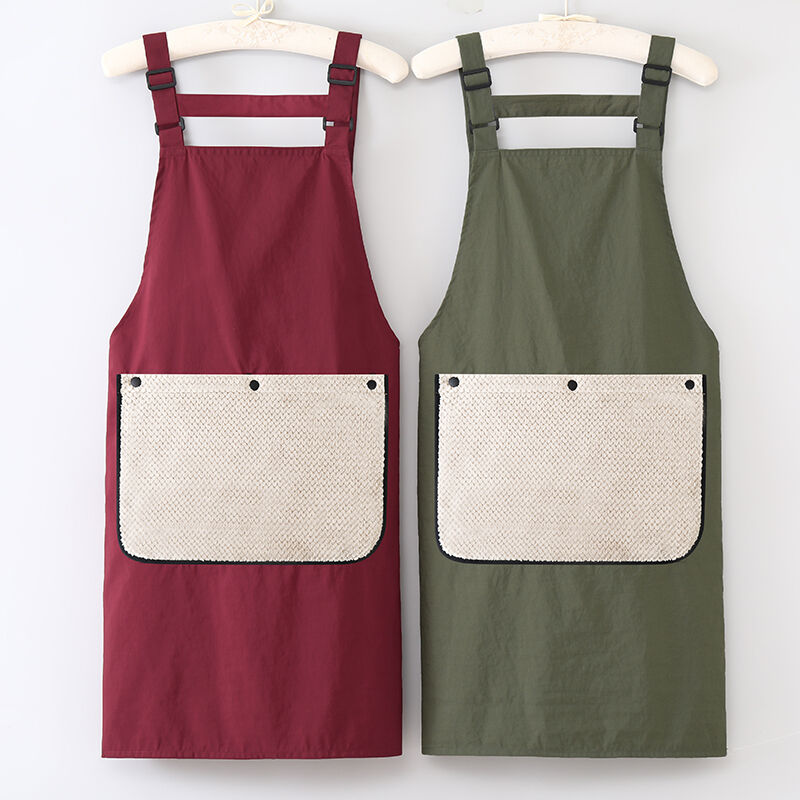 Taslon Fabric Apron Big Pockets Customize Embroidery Logo Painting Custom Adult Detachable Hand Towel Apron