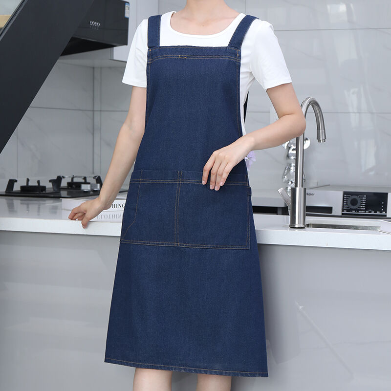Thickened Denim Stain Resistant Washable Reusable Home Kitchen Work Uniform Waist Apron with Customizable Logo