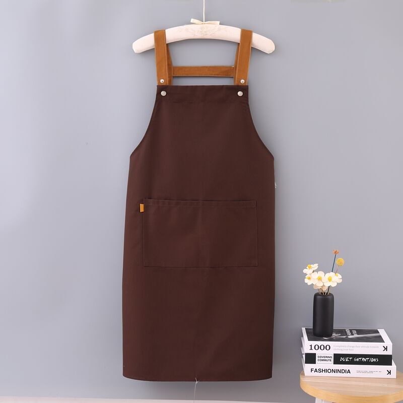 Wholesale Accept Customized Logo Portable H-shoulder Extended Canvas Chef Dark Coffee Adjustable Apron