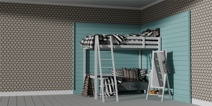 Baby room, dormitory, bunk bed scene