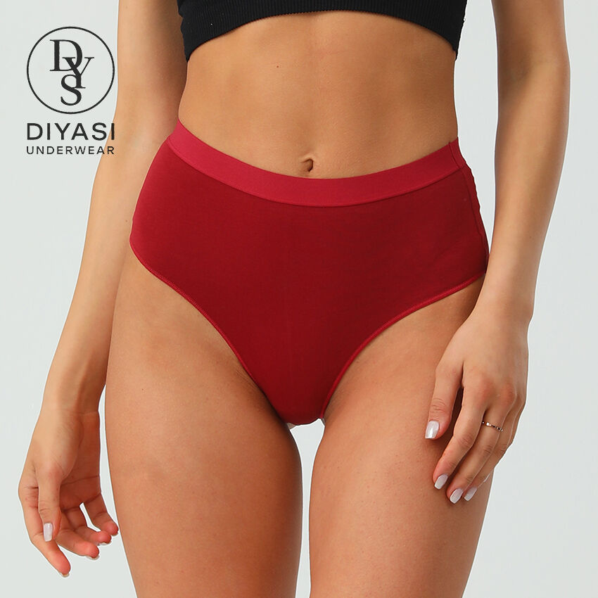 Super High Waist Panty Solid Color Comfort Control Thong Briefs for Women