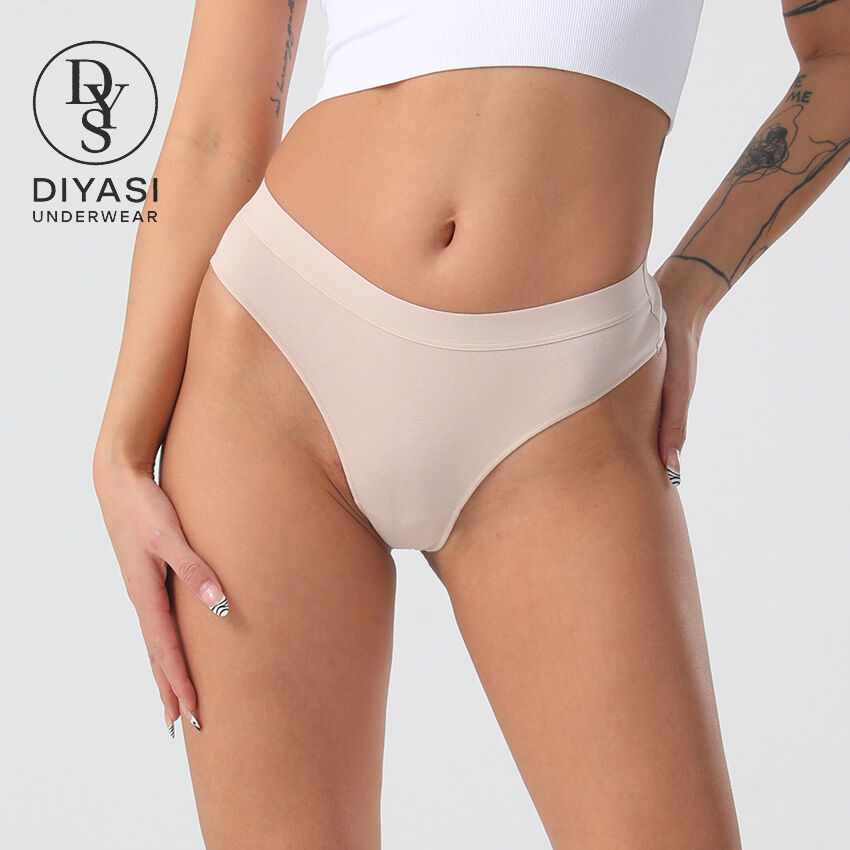 Women's Sexy Breathable Plain Cotton Bikini Briefs, Soft and Comfortable Underwear