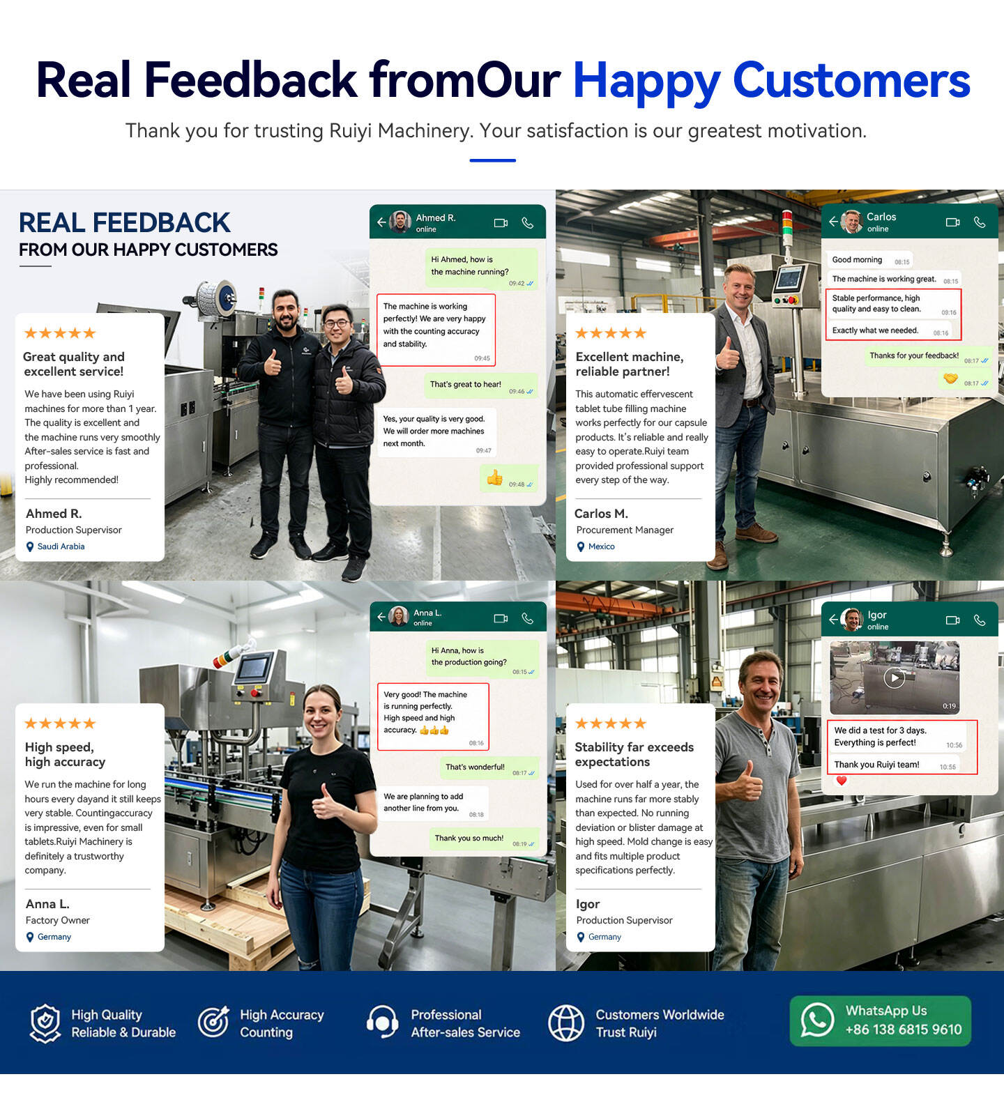 Customer testimonials
